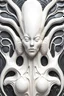 Placeholder: 3d rendered organic white glossy plastic wall texture form inspired by HR giger, angel face , HR giger style, single objects, abstract, scientific, black solid background, octane render, 8k post-production, artstation: award-winning: atmospheric: commanding: fantastical: clarity: 16k: ultra quality: striking: brilliance: stunning colors: amazing depth