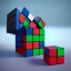 Placeholder: mile tall rubik's castle red green blue white