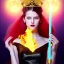 Placeholder: Attractive young teenage girl with golden fire red hair wearing a gold tiara, who is dressed like a witch casting a spell holding a witch’s staff, she has cat ears and open dazzling blue eyes, background is realistic space with a moon, the girl is on a planet, black black girl dress, full body portrait, arm colors gradient effect into stars, rendered, unity 3d, unreal engine, dslr, hdr, 4k, edited, photorealistic, normal number of appendages, freckles, artists render