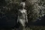 Placeholder: full body shot of a young woman covered in tiny white filigree leaves, emerging from a summer tree, detailed matte painting, deep colour, fantastical, intricate detail