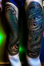 Placeholder: thigh stylized dragon tatoo, stylized snake tatoo wrapped in the things, leg focus, thigh focus