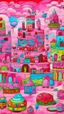 Placeholder: A pink dream realm made out cakes and cookies in graffiti art style painted by Paul Klee