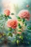 Placeholder: magic Watercolor, double Chinese rose bush, ultra-detailed, morning, rain, greenery, beautiful landscape, fog, many details, delicate sensuality, realistic, high quality, 3d, work of art, hyperdetalization, filigree, foggy haze background, hyperrealism, professional, transparent, delicate pastel tones, back lighting, contrast, fantastic, unreal, translucent, glowing, clear lines, epic fabulous, fabulous landscape, hyperrealism