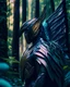 Placeholder: Winged man in the woods futuristic suit hyper-detailed art r8k