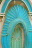 Placeholder: Turquoise arches and blue gates in a vertical Nautilus shell by artist "Old Poppycock"