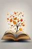 Placeholder: square logo , landscape with leaf fall, flying leaves in the book