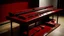 Placeholder: A dark red plague xylophone painted by Andy Warhol