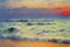 Placeholder: Amazing sunset, sea waves, sand, max liebermann and claude monet painting