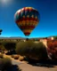 Placeholder: A photorealistic picture of a hot air balloon flying over Albuquerque new mexico