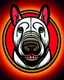 Placeholder: aggressive bull terrier cartoon, straight lines