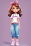 Placeholder: standing cute barby cartoon teen girl, looking to camera