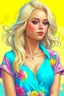 Placeholder: pretty girl, blonde, conventionally attractive, bright clothes, realism, dreamy, tight top, maternal