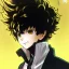 Placeholder: Detailed anime portrait of soul land from my hero academia, gold hair and golden eyes, black suit, intricate details, full body portrait, keep head in frame, slight smile, black Japanese motif, concept art, highly detailed, digital painting, concept art, sharp focus, illustration, art by Yoji Shinkawa, WLOP and greg rutkowski and alphonse mucha and artgerm and yanjun Chen and Junji ito and Makoto Shinkai, HDR, octane render