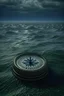 Placeholder: Animation compass is swimming and lost in a huge and real ocean and there was storm