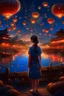 Placeholder: Overall warm colors with a bit of cool colors,fireworks shows,performances,lively Chinese market nights,movie-like scenes,dramatic scenes, (best quality) (masterpiece) (highres),illustration,original,extremely detailed wallpaper,1girl,beautiful detailed sky,beautiful detailed water,cinematic lighting,dramatic angle,extremely detailed CG unity 8k wallpaper,cinematic highlight hair,studio photography,