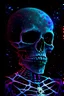 Placeholder: a grim portrait of a young skeleton with blue and red eyes, in the style of dark silver and dark emerald, xbox 360 graphics, black and purple and red, devilcore, gelatinous forms, uhd image, mosscore, extreme cosmic texture, nebulous Oort Cloud, galaxy stars neptune Saturn mercury Jupiter mars moon venus that glow psychedelic galaxstars Fantasy: Fujifilm X-T4 with Fujinon XF 56mm f/1.2 R lens