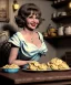 Placeholder: Ultra realistic photographic portrait, happy young Gina Lollobrigida woman sitting with arms resting on Italian kitchen table, pretty tortellini dish, retro dress by 1960, classic style decoration, cold, soft color, highly detailed, unreal engine 5, ray tracing, RTX, lumen lighting, ultra detail, volumetric lighting, high definition.