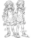 Placeholder: real little girl zombies, coloring image , full body (((((white background))))), only use an outline., real style, line art, white color, clean line art, white background, Sketch style