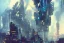 Placeholder: Art by John Berkey and John Harris and Craig Mullins, futuristic cyberpunk city, high rise, smooth, sharp focus, hyper detailed, digital painting, elegant, centered, detailed, neon signs, volumetric lightning, brutalist architecture, 8k, hover cars