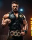 Placeholder: Handsome muscular sheriff holding handcuffs