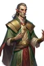 Placeholder: d&d high elf male in his fifties wearing medieval tunic with hands behind his back