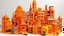 Placeholder: An orange colored district made out of toys painted by Pablo Picasso