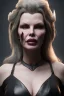 Placeholder: Kim Basinger as evil queen in black leather, busty, cleavage, curvy, angry, happy, stern look. character design by cory loftis, fenghua zhong, ryohei hase, ismail inceoglu and ruan jia. unreal engine 5, artistic lighting, highly detailed, photorealistic, fantasy