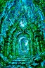 Placeholder: Glowing spiked iron entrance to a scary scifi blue mine at night fantasy rpg painterly art