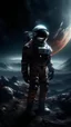 Placeholder: sci fi planet, astronaut in space, dark