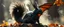 Placeholder: squirrel black dragon in autumn, breathing smoke