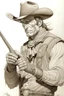 Placeholder: Cowboy with winchester by Jean Giraud, Moebius, Arthur Adams, Dave Gibbons, highly detailed, pencil sketch, ultra realistic, dynamic pose, hight quality art