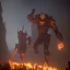 Placeholder: protogen made of magic, (deus ex machina:1.8), (steampunk:0.5), (ancient crystal technology:1.5), (full body:1.9), (fire elemental:1.3), golem, (knight:0.3), fully in frame, (high detail:2.0), fire, (intricate:2.0), front facial visor, smooth