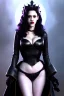 Placeholder: painting of kat dennings as evil queen in black leather pants, , leather, angry, stern look, volumetric lighting, particales,highly detailed,cinematic, deep colours,8, highly detailed, digital painting, artstation, concept art, smooth, sharp focus,