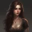 Placeholder: pretty girl, aged 19, brown hair, conventionally attractive, curvy, tight top, fit, necromancer, realism