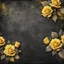 Placeholder: Hyper Realistic grungy multicolored small yellow roses & cobwebs border background with rustic black jeans texture & vignette effect