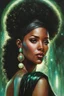 Placeholder: insanely detailed hyper-realistic black female, gorgeous, glitter, mint green and cream colors, style of drew struzan, WLOP