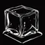 Placeholder: a HAND DRAWN BLACK AND WHITE ICE CUBE SITTING ON A SLICK BLACK SURFACE