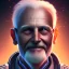 Placeholder: cyberpunk head portrait, old guy, happy face, smiling