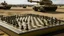 Placeholder: A chessboard with holes on it with Israeli tanks and soldiers on it