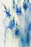 Placeholder: Abstract wet watercolour, blue green stalks delphiniums