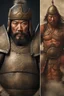 Placeholder: Close-up of a warrior the 1200s and a Mongol warriors portrait , strong athletic build