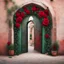 Placeholder: Imagine painting art, classic red, black, white and green roses, surrounding a morocco door with an old arch, vibrant digital graphics art, wall art Abolition and the Liberation | WALL PRINT ART |