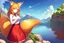 Placeholder: Girl, fox ears, big fox tail, orange hair, red skirt, river