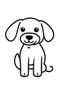 Placeholder: Simple outline of a cute dog, in a cartoon style, black and white