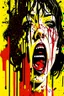 Placeholder: Digital illustration of 90s graphic design collage in Giallo highbrow artistic style portrait of italian actress Asia Argento covered in splattered blood, screaming, her eyes wide in terror, anime semi-realistic, exaggerated realism, macabre fine art, hardcore gore, horrorcut v.2, kandinsky 2.2,