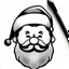 Placeholder: Line drawing of Santa clause on sketch paper, smiling, portrait, detail