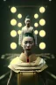 Placeholder: Photo Studio, medium shot portrait, Asian woman samurai, yakuza body tattoo :: symmetry photography, cyberpunk style :: latex dress, japanese traditional ornaments, red, white, black, led wires, glow eyes, cinematic, Ultra realistic, dark scene, soft color, highly detailed, unreal engine 5, RTX, ultra detail, 3d, finely drawn, high definition.