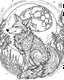 Placeholder: A fox looking up at the moon. coloring page adult