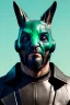 Placeholder: Medium Close Up Portrait, Front image. cyberpunk, rabbit mask, strong man, long hair and beard. latex suit army. Green, black, color. Dron style. Color background, photo studio. Avatar image, highly detailed, concept art, smooth, unreal engine 5, ray tracing, RTX, lumen lighting, ultra detail, volumetric lighting, 3d, finely drawn, high definition, high resolution.