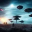 Placeholder: Alien verse human war on deserted planet, hyper realistic, photography, rays, amazing lighting